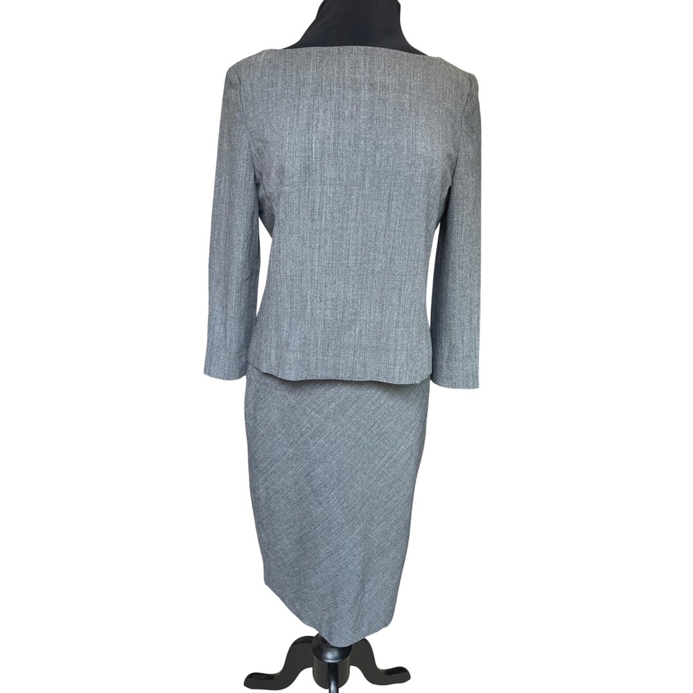 KORS Michael Kors Womens Gray Banker Stripe Skirt Suit Set P82137K Size 14